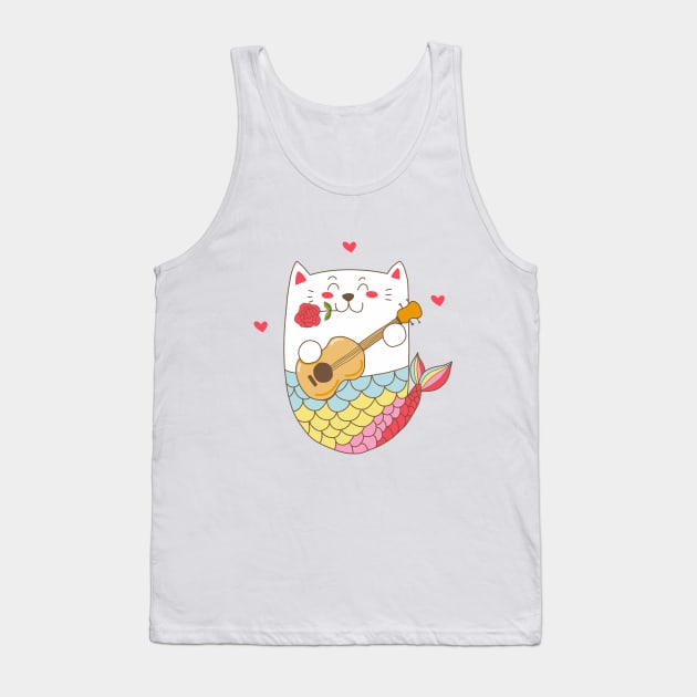 Cute Lovely Cat Tank Top by Lovely Arts